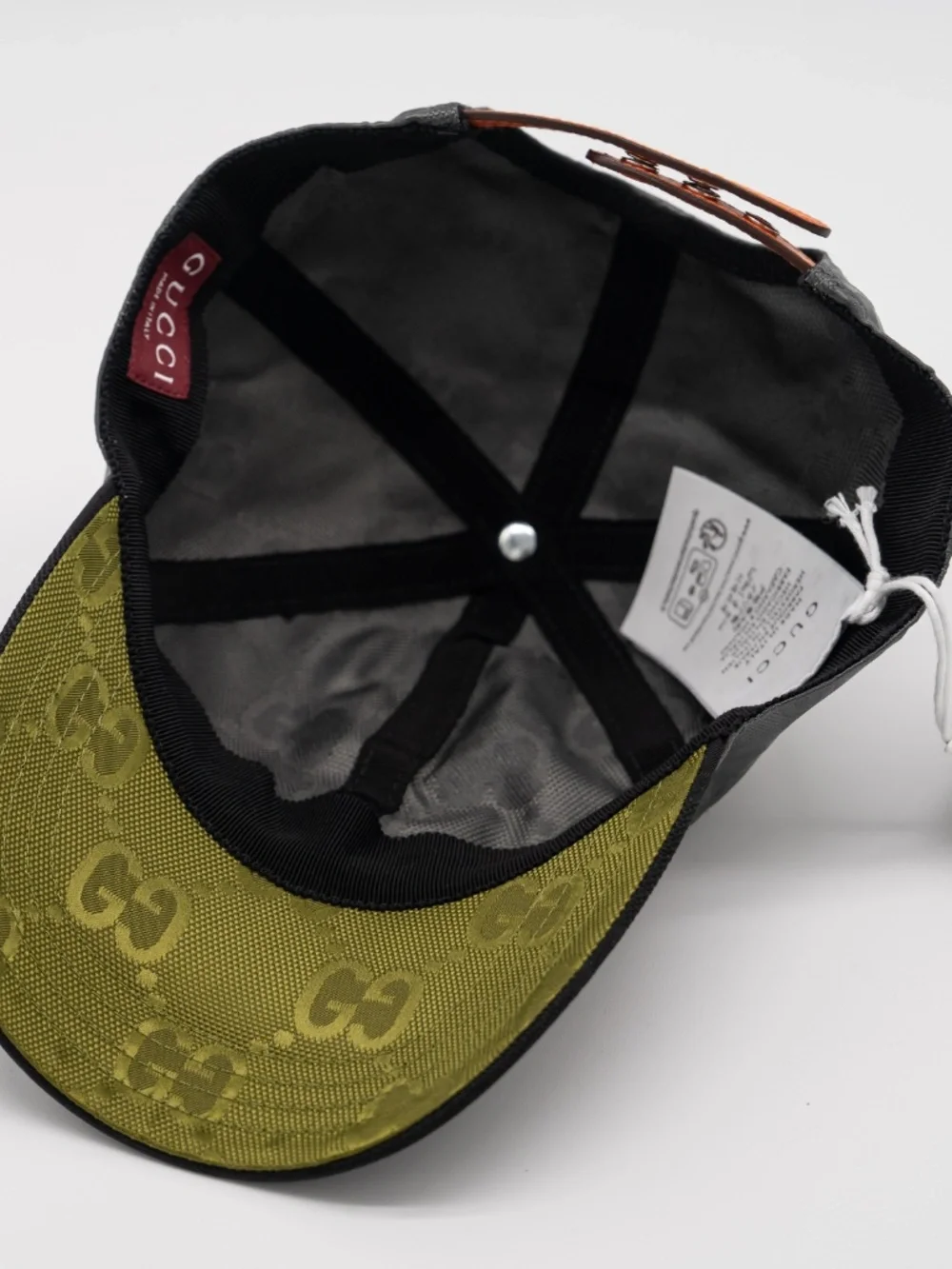 Gucci Men's Cap GG Math Nylon BLack Grey Orange Green size S 57cm